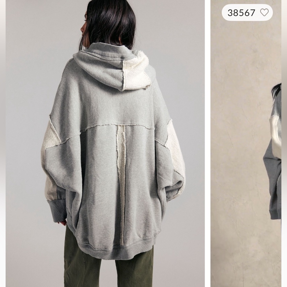 Free People Forever Yours Oversized Two-Tone Gray Hoodie Size Medium - Picture 5 of 12